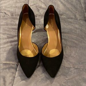 Merona Pointed Black Suede Heels (Size 11)